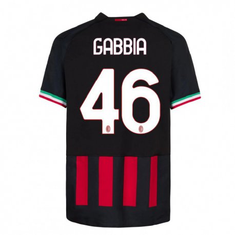 Kandiny Miesten Matteo Gabbia #46 Musta Punainen Kotipaita 2022/23 Lyhythihainen Paita T-paita