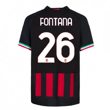 Kandiny Miesten Francesco Fontana #26 Musta Punainen Kotipaita 2022/23 Lyhythihainen Paita T-paita