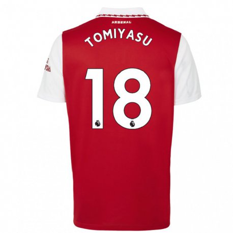 Kandiny Miesten Takehiro Tomiyasu #18 Punainen Valkoinen Kotipaita 2022/23 Lyhythihainen Paita T-paita