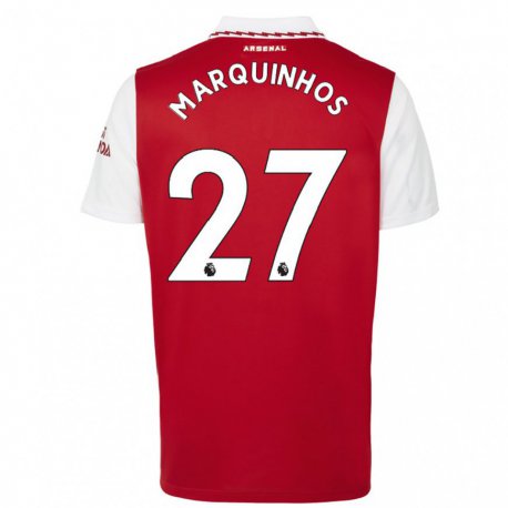 Kandiny Miesten Marquinhos #27 Punainen Valkoinen Kotipaita 2022/23 Lyhythihainen Paita T-paita