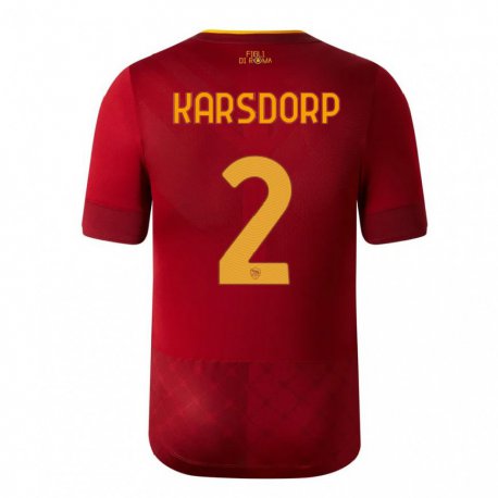 Kandiny Miesten Rick Karsdorp #2 Ruskea Punainen Kotipaita 2022/23 Lyhythihainen Paita T-paita