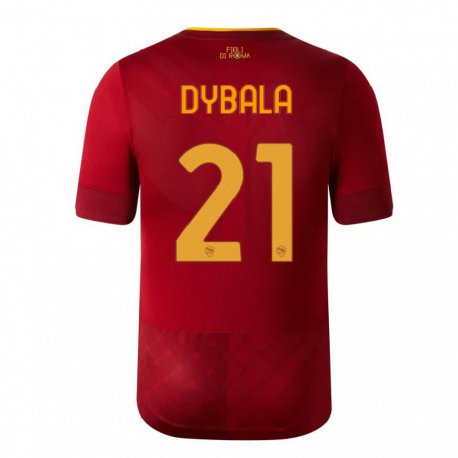Kandiny Miesten Paulo Dybala #21 Ruskea Punainen Kotipaita 2022/23 Lyhythihainen Paita T-paita