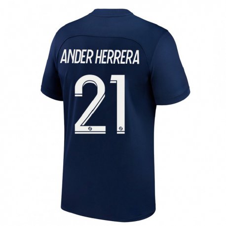 Kandiny Miesten Ander Herrera #21 Tumma Sininen Punainen Kotipaita 2022/23 Lyhythihainen Paita T-paita