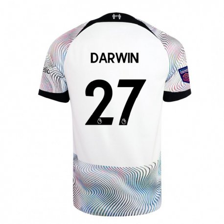 Kandiny Miesten Darwin Nunez #27 Valkoinen Värikäs Vieraspaita 2022/23 Lyhythihainen Paita T-paita