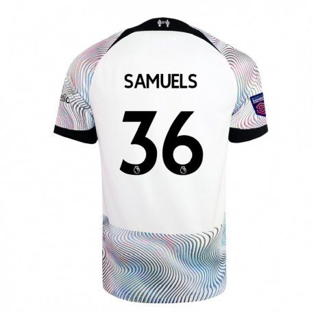 Kandiny Miesten Kerron Samuels #36 Valkoinen Värikäs Vieraspaita 2022/23 Lyhythihainen Paita T-paita