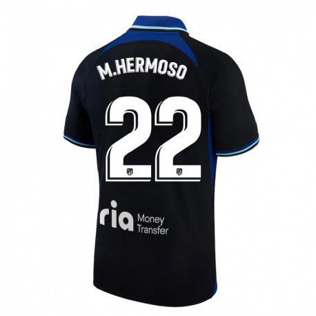 Kandiny Miesten Mario Hermoso #22 Musta Valkoinen Sininen Vieraspaita 2022/23 Lyhythihainen Paita T-paita