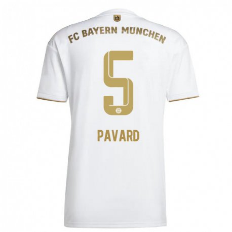 Kandiny Miesten Benjamin Pavard #5 Valkoinen Kulta Vieraspaita 2022/23 Lyhythihainen Paita T-paita