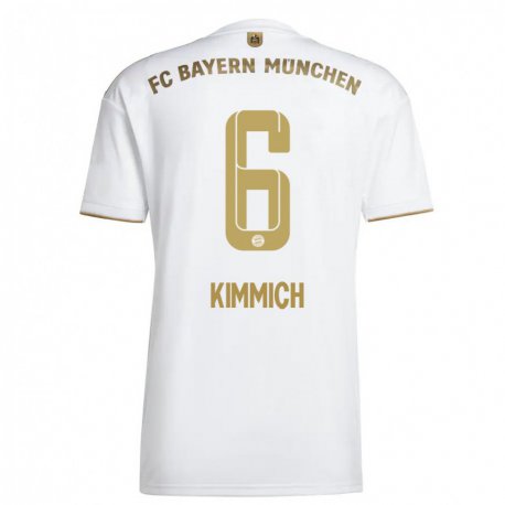 Kandiny Miesten Joshua Kimmich #6 Valkoinen Kulta Vieraspaita 2022/23 Lyhythihainen Paita T-paita