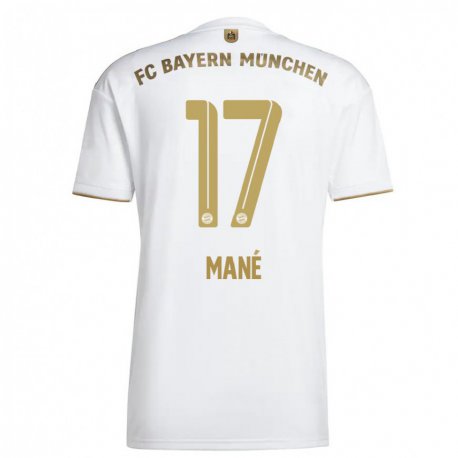 Kandiny Miesten Sadio Mane #17 Valkoinen Kulta Vieraspaita 2022/23 Lyhythihainen Paita T-paita