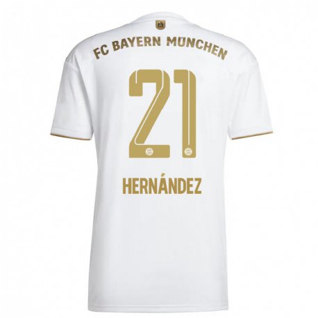 Kandiny Miesten Lucas Hernandez #21 Valkoinen Kulta Vieraspaita 2022/23 Lyhythihainen Paita T-paita