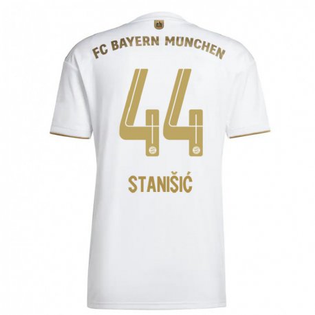 Kandiny Miesten Josip Stanisic #44 Valkoinen Kulta Vieraspaita 2022/23 Lyhythihainen Paita T-paita