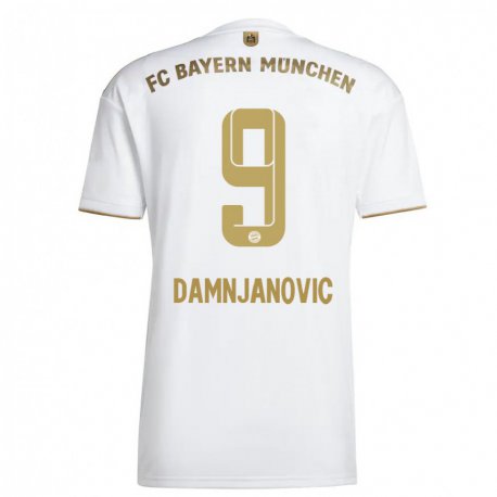 Kandiny Miesten Jovana Damnjanovic #9 Valkoinen Kulta Vieraspaita 2022/23 Lyhythihainen Paita T-paita