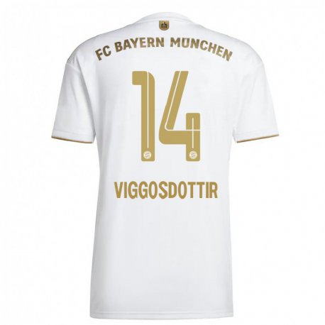 Kandiny Miesten Glodis Perla Viggosdottir #14 Valkoinen Kulta Vieraspaita 2022/23 Lyhythihainen Paita T-paita