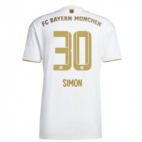 Kandiny Miesten Carolin Simon #30 Valkoinen Kulta Vieraspaita 2022/23 Lyhythihainen Paita T-paita