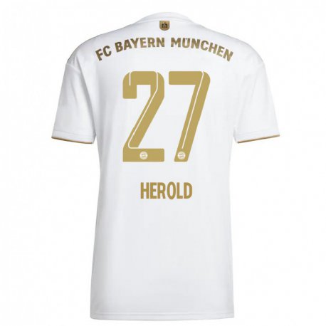 Kandiny Miesten David Herold #27 Valkoinen Kulta Vieraspaita 2022/23 Lyhythihainen Paita T-paita