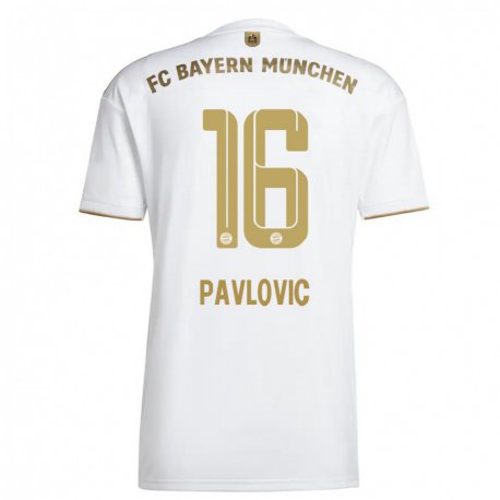 Kandiny Miesten Aleksandar Pavlovic #16 Valkoinen Kulta Vieraspaita 2022/23 Lyhythihainen Paita T-paita