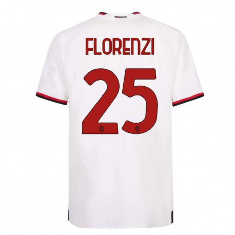 Kandiny Miesten Alessandro Florenzi #25 Valkoinen Punainen Vieraspaita 2022/23 Lyhythihainen Paita T-paita
