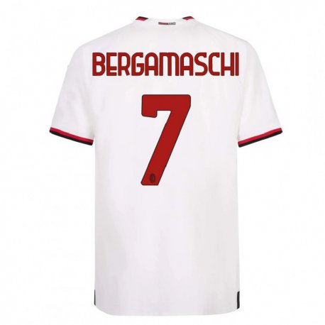 Kandiny Miesten Valentina Bergamaschi #7 Valkoinen Punainen Vieraspaita 2022/23 Lyhythihainen Paita T-paita