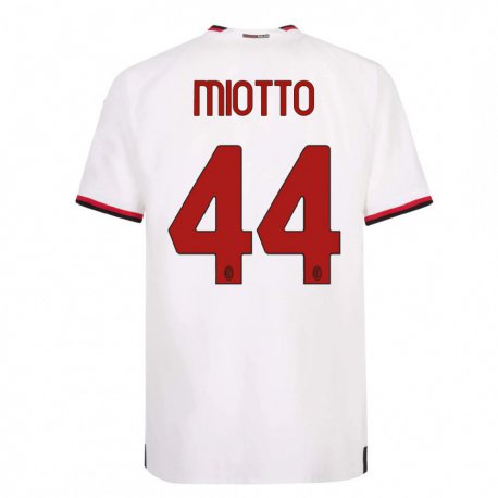 Kandiny Miesten Giorgia Miotto #44 Valkoinen Punainen Vieraspaita 2022/23 Lyhythihainen Paita T-paita