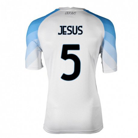 Kandiny Miesten Juan Jesus #5 Valkoinen Taivas Sininen Vieraspaita 2022/23 Lyhythihainen Paita T-paita