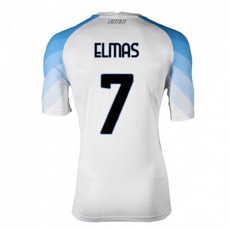 Kandiny Miesten Eljif Elmas #7 Valkoinen Taivas Sininen Vieraspaita 2022/23 Lyhythihainen Paita T-paita