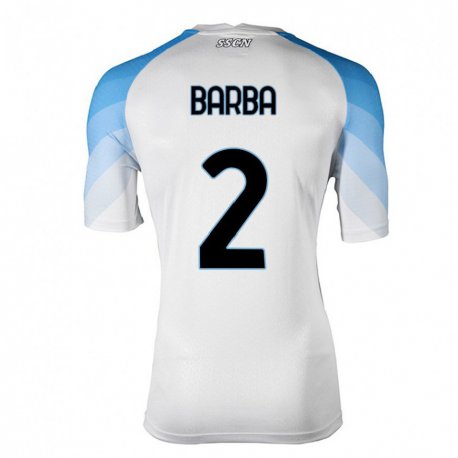 Kandiny Miesten Benedetto Barba #2 Valkoinen Taivas Sininen Vieraspaita 2022/23 Lyhythihainen Paita T-paita