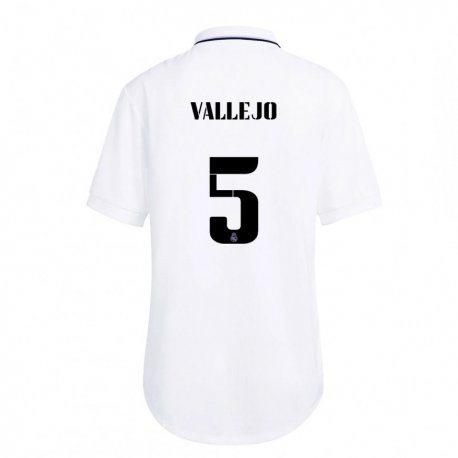 Kandiny Naisten Jesus Vallejo #5 Valkoinen Violetti Kotipaita 2022/23 Lyhythihainen Paita T-paita