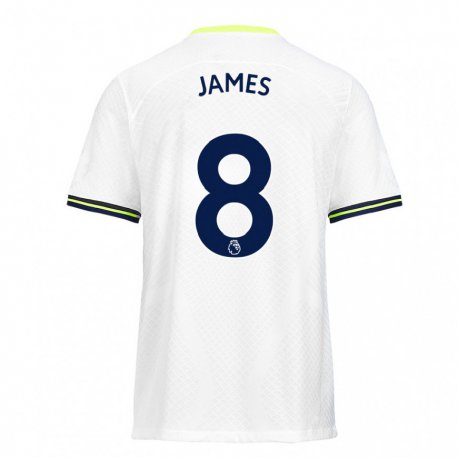 Kandiny Naisten Angharad James #8 Valkoinen Vihreä Kotipaita 2022/23 Lyhythihainen Paita T-paita