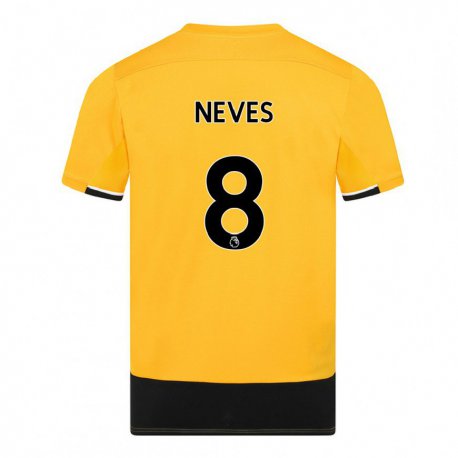 Kandiny Naisten Ruben Neves #8 Keltainen Musta Kotipaita 2022/23 Lyhythihainen Paita T-paita