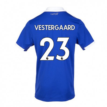 Kandiny Naisten Jannik Vestergaard #23 Sinivalkoinen Kotipaita 2022/23 Lyhythihainen Paita T-paita