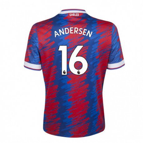 Kandiny Naisten Joachim Andersen #16 Punainen Sininen Kotipaita 2022/23 Lyhythihainen Paita T-paita