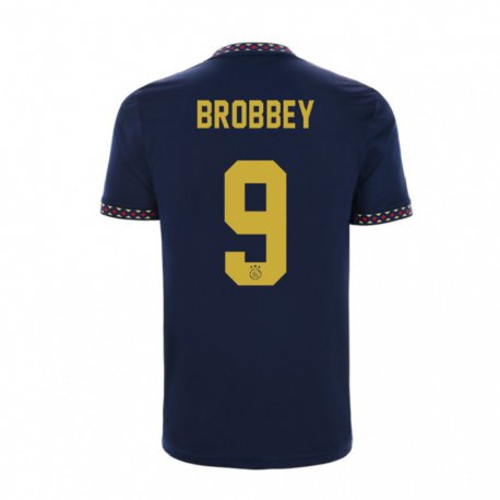 Kandiny Naisten Brian Brobbey #9 Tummansininen Vieraspaita 2022/23 Lyhythihainen Paita T-paita