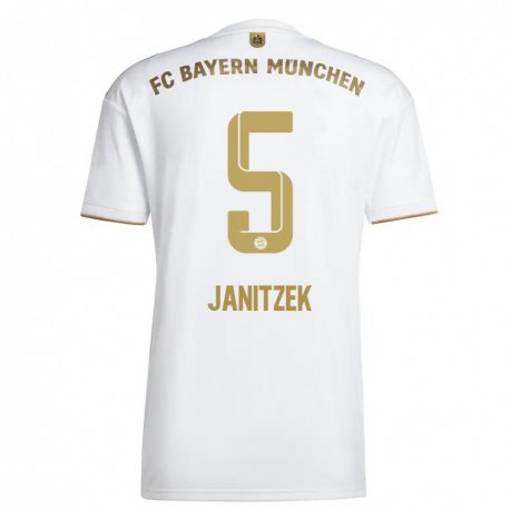 Kandiny Naisten Justin Janitzek #5 Valkoinen Kulta Vieraspaita 2022/23 Lyhythihainen Paita T-paita