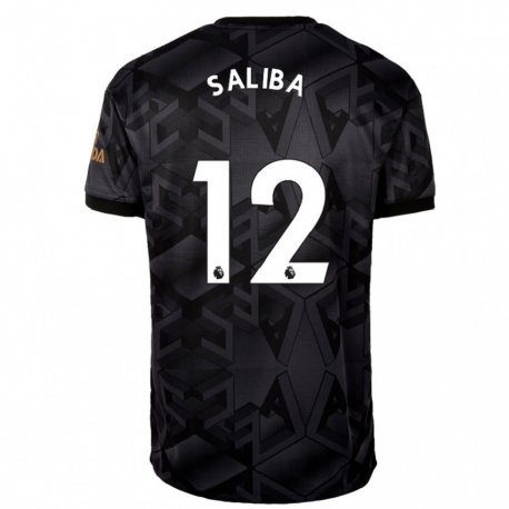 Kandiny Naisten William Saliba #12 Musta Harmaa Vieraspaita 2022/23 Lyhythihainen Paita T-paita