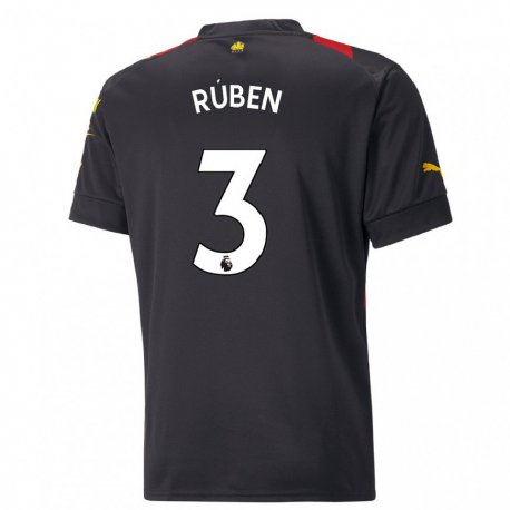 Kandiny Naisten Ruben Dias #3 Musta Punainen Vieraspaita 2022/23 Lyhythihainen Paita T-paita