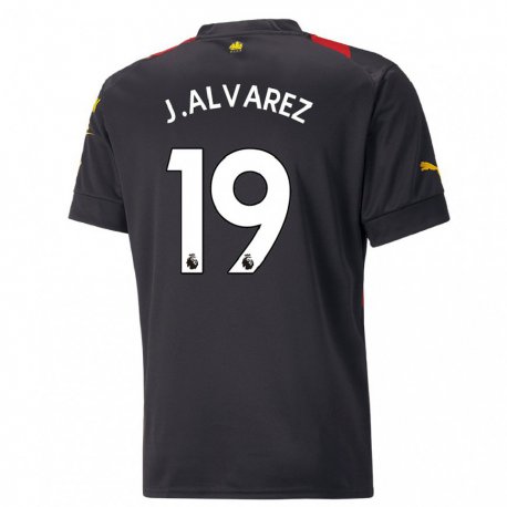 Kandiny Naisten Julian Alvarez #19 Musta Punainen Vieraspaita 2022/23 Lyhythihainen Paita T-paita