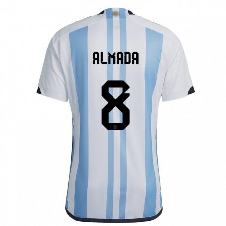 Kandiny Lapset Argentiinan Thiago Almada #8 Valkoinen Taivas Sininen Kotipaita 22-24 Lyhythihainen Paita T-paita