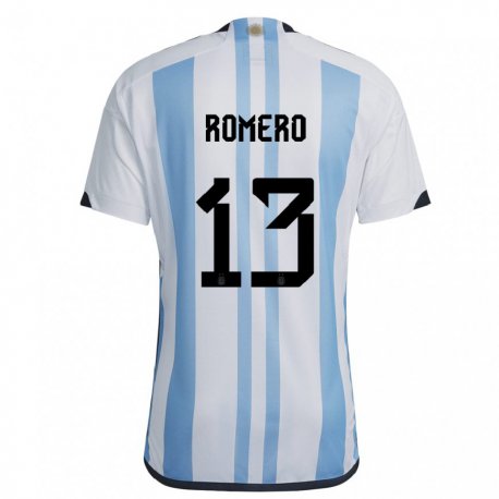 Kandiny Lapset Argentiinan Cristian Romero #13 Valkoinen Taivas Sininen Kotipaita 22-24 Lyhythihainen Paita T-paita