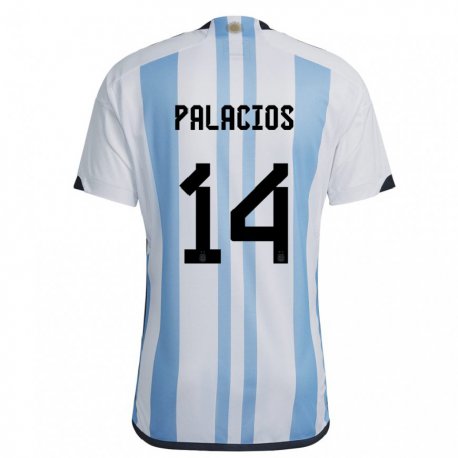 Kandiny Lapset Argentiinan Exequiel Palacios #14 Valkoinen Taivas Sininen Kotipaita 22-24 Lyhythihainen Paita T-paita