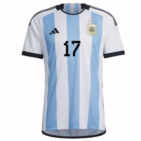 Kandiny Lapset Argentiinan Papu Gomez #17 Valkoinen Taivas Sininen Kotipaita 22-24 Lyhythihainen Paita T-paita