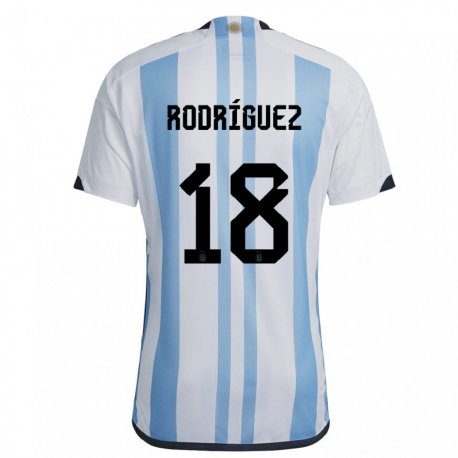Kandiny Lapset Argentiinan Guido Rodriguez #18 Valkoinen Taivas Sininen Kotipaita 22-24 Lyhythihainen Paita T-paita