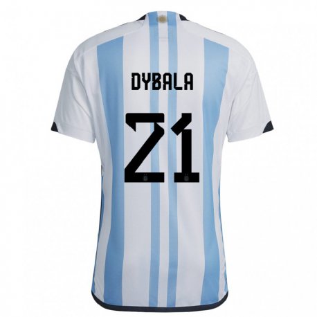 Kandiny Lapset Argentiinan Paulo Dybala #21 Valkoinen Taivas Sininen Kotipaita 22-24 Lyhythihainen Paita T-paita