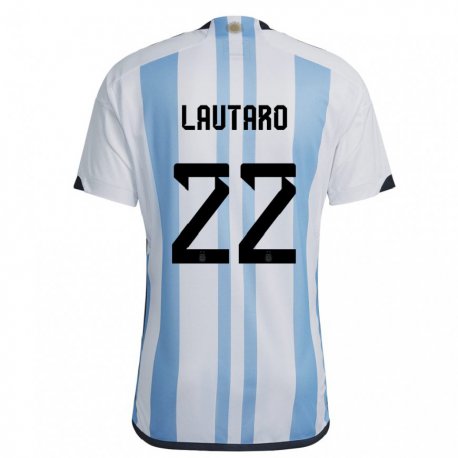 Kandiny Lapset Argentiinan Lautaro Martinez #22 Valkoinen Taivas Sininen Kotipaita 22-24 Lyhythihainen Paita T-paita