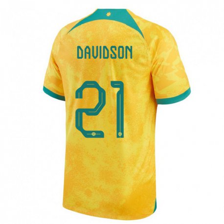 Kandiny Lapset Australian Jason Davidson #21 Kultainen Kotipaita 22-24 Lyhythihainen Paita T-paita