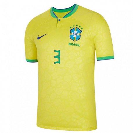 Kandiny Lapset Brasilian Thiago Silva #3 Keltainen Kotipaita 22-24 Lyhythihainen Paita T-paita