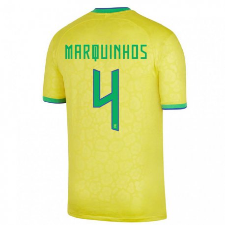 Kandiny Lapset Brasilian Marquinhos #4 Keltainen Kotipaita 22-24 Lyhythihainen Paita T-paita