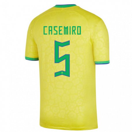 Kandiny Lapset Brasilian Casemiro #5 Keltainen Kotipaita 22-24 Lyhythihainen Paita T-paita
