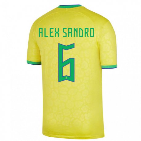 Kandiny Lapset Brasilian Alex Sandro #6 Keltainen Kotipaita 22-24 Lyhythihainen Paita T-paita