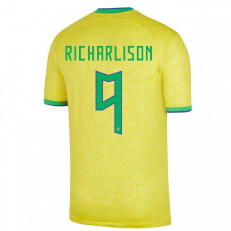 Kandiny Lapset Brasilian Richarlison #9 Keltainen Kotipaita 22-24 Lyhythihainen Paita T-paita