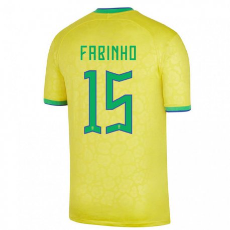 Kandiny Lapset Brasilian Fabinho #15 Keltainen Kotipaita 22-24 Lyhythihainen Paita T-paita